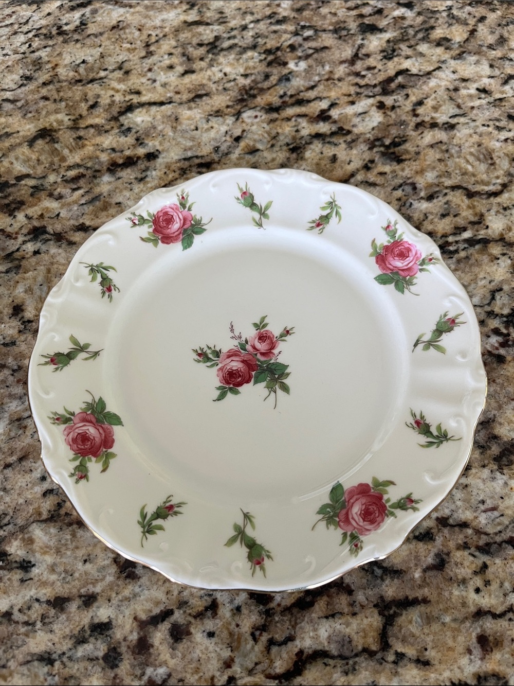 Fine Porcelain White Tea Cup & Saucer Set with Pink Rose and Gold Trim - Picture 4 of 6